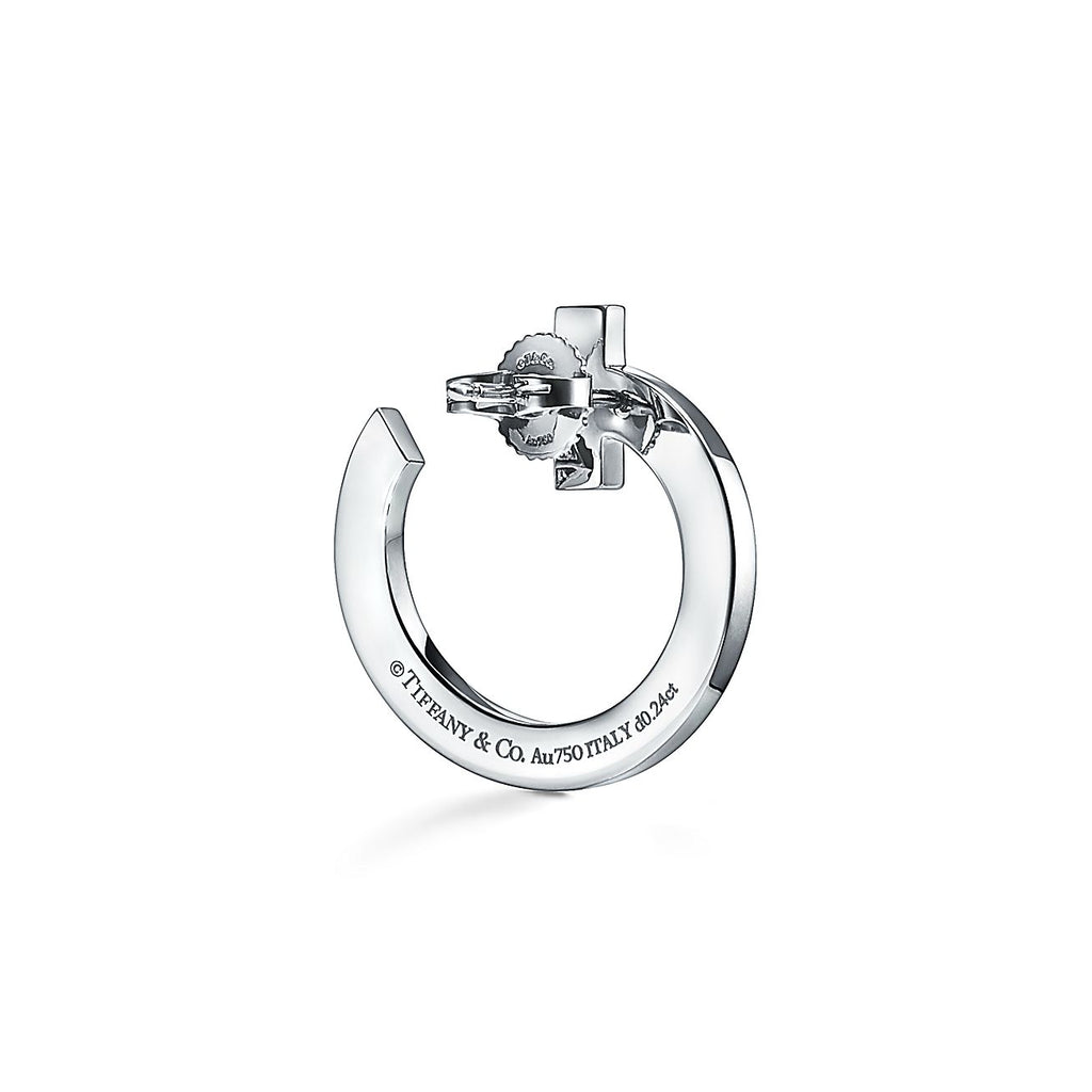 18K Tiffany T1 Open Hoop White Gold Earrings