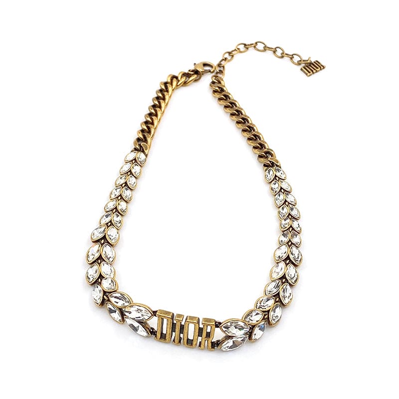 18K Dior Revolution Crystals Gold Tone Choker Necklace