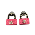 18K Classic Pink  Chanel Bag Earrings