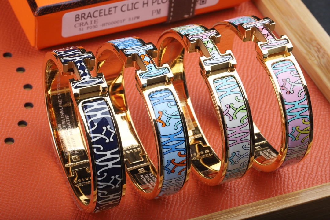 18K Clic Hermes H Lift Blue Bracelet