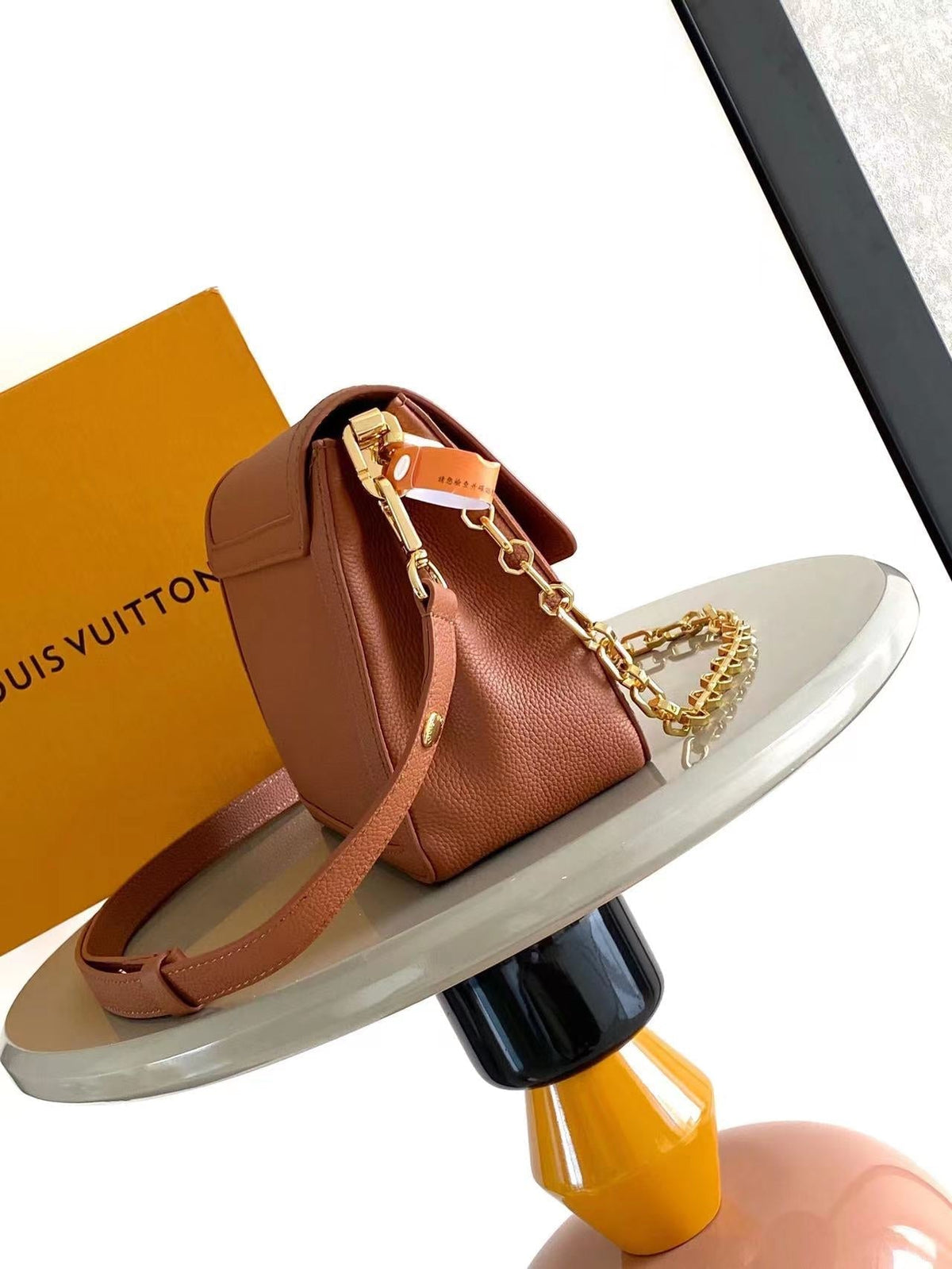 LOUIS VUITTON DAUPHINE SOFT MM 24 IN COGNAC CALFSKIN GOLD HARDWARE