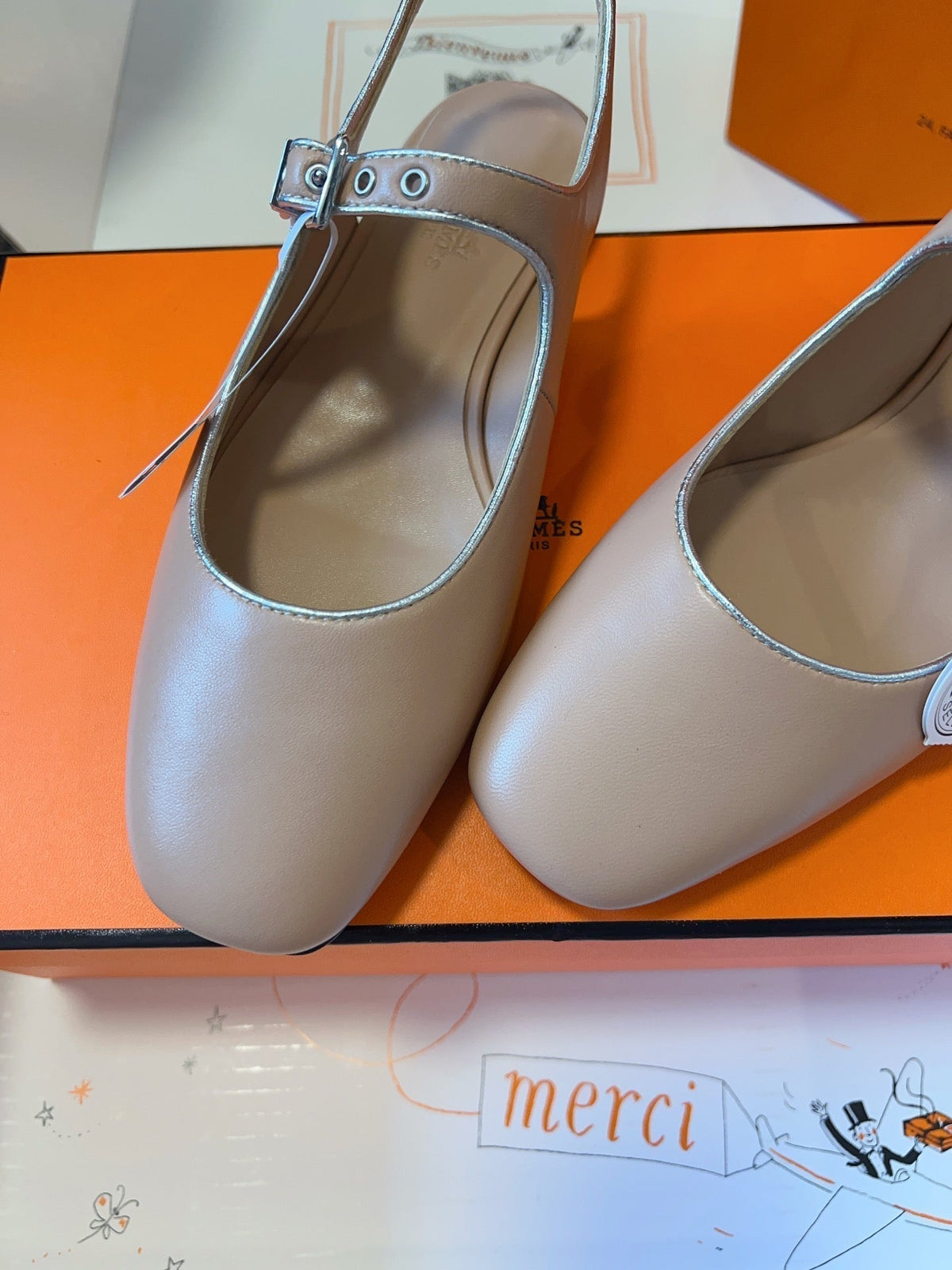HERMES KLEO SLINGBACK IN CREPE PINK CALFSKIN