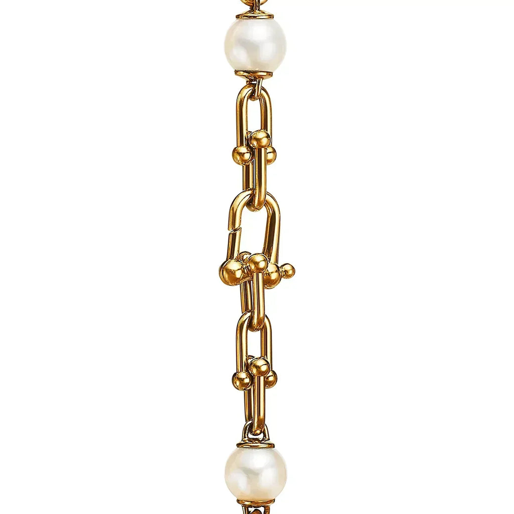 Tiffany Link Bracelet Gold with Freshwater Pearls