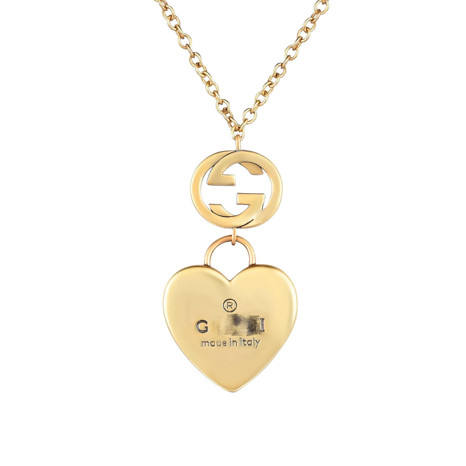18K Double Gucci Heart Pendant Necklace