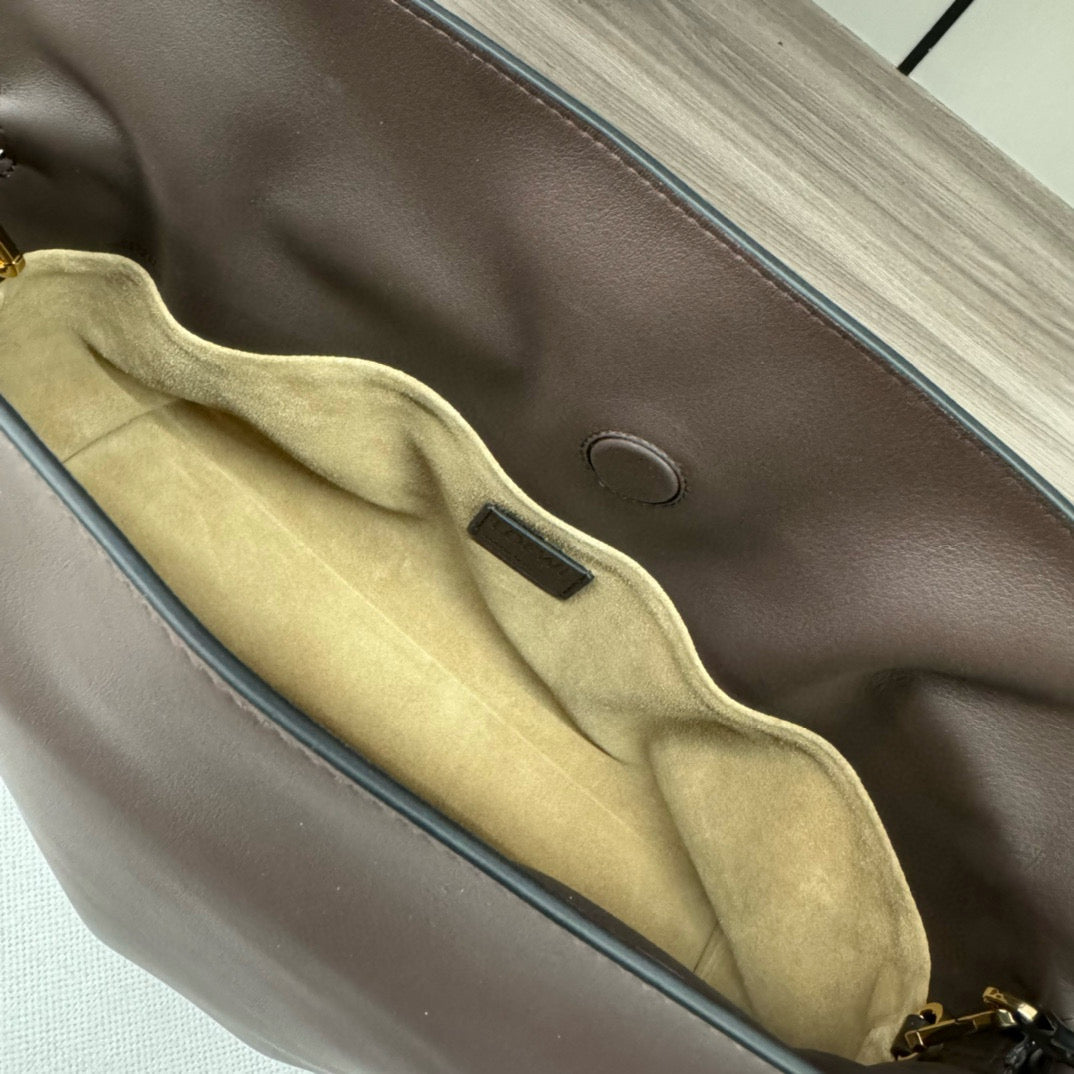 LOE 30 FLAMENCO PURSE BUCKET IN CHESTNUT BROWN CALFSKIN