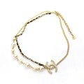 18K  Chanel Pearls & Leather Necklace