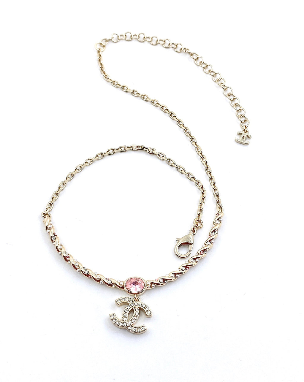 18K  Chanel Pink Crystal Necklace