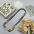 18K Dior Icon Chain Blue White Resin Necklace