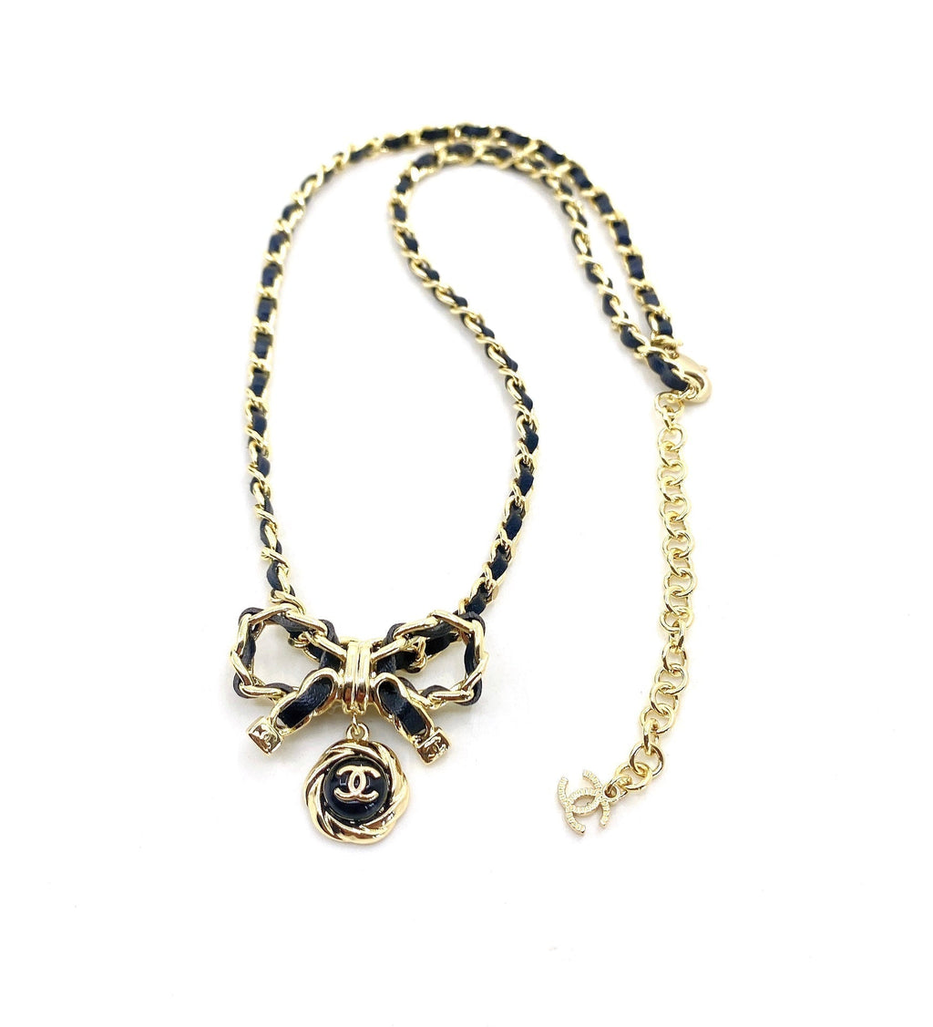 18K  Chanel Rhinestone Bow Tie Necklace