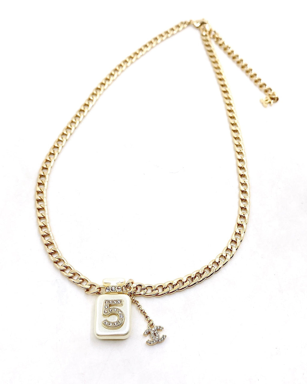 18K  Chanel No.5 Perfume Pendant Chain Necklace