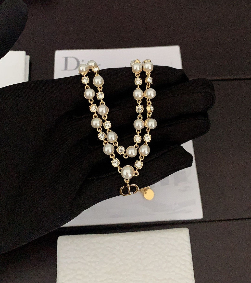 18K Dior Long Pearl Chain Necklace