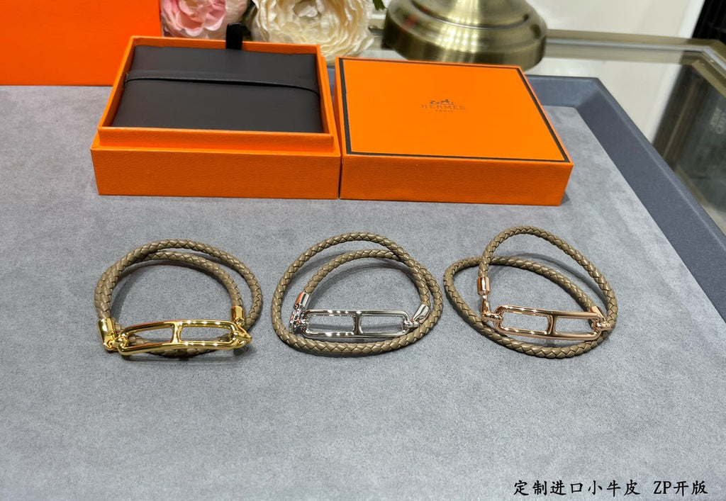 18K Roulis Double Tour Grey Hermes Bracelet