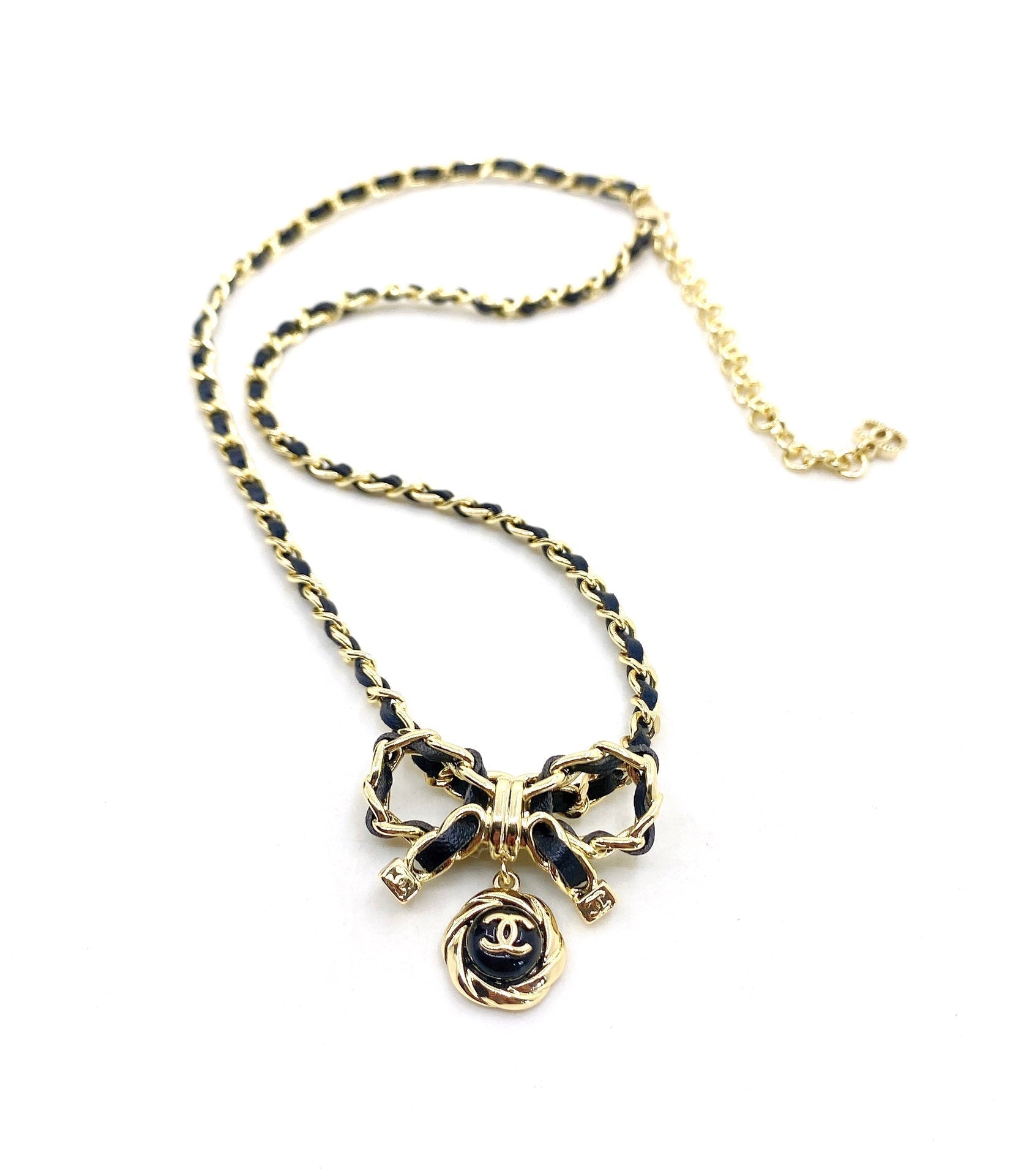 18K  Chanel Rhinestone Bow Tie Necklace