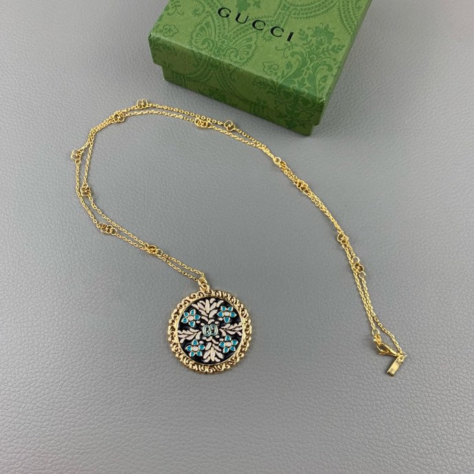 18K Double Gucci Iconic Floral Pendant Necklace