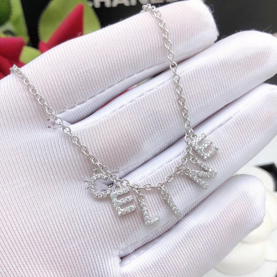 18K Celine Script Necklace