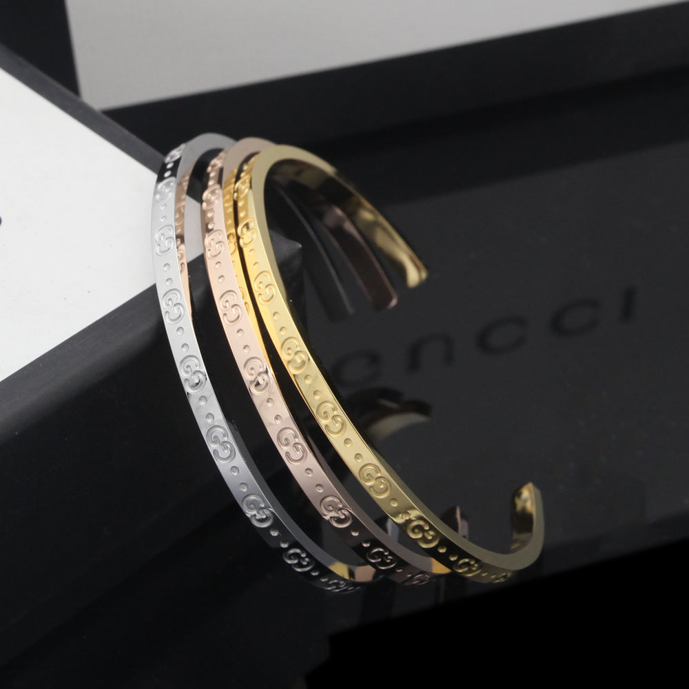 18K Double Gucci Icon Open Cuff Bracelet