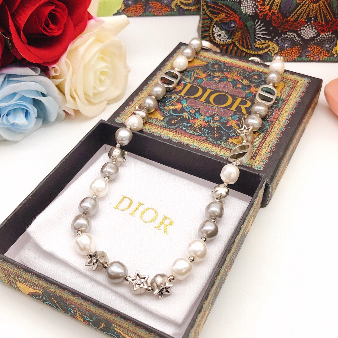 18K Dior Pearls And Stars Necklace