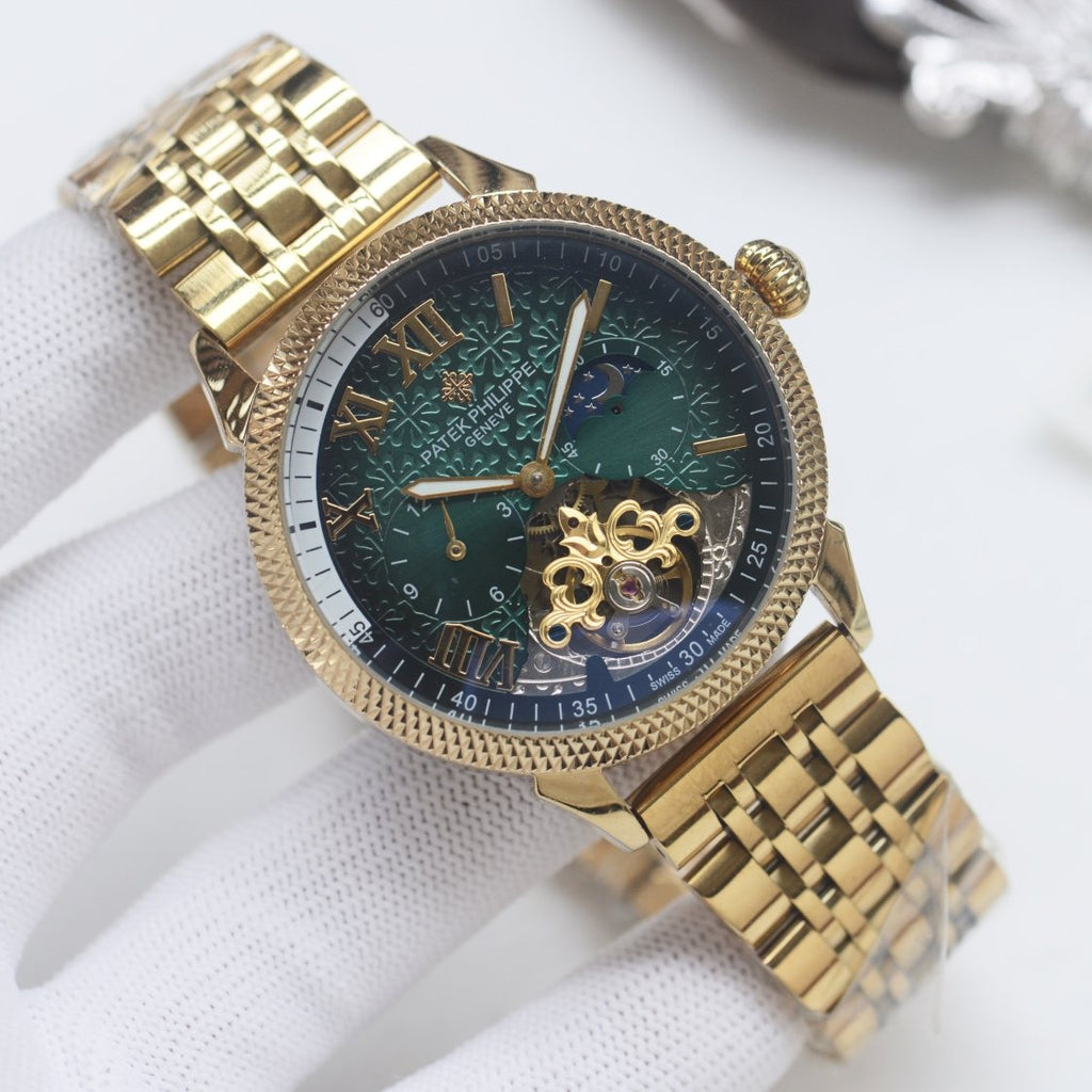 Patek Philippe Gold Green Dial Bracelet Watch