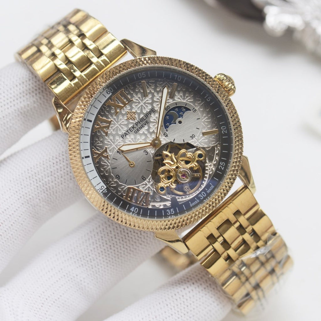 Patek Philippe Gold Silver Dial Bracelet Watch