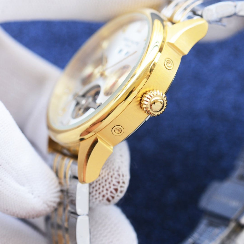 Patek Philippe Gold Two Tone White Dial Bracelet Watch