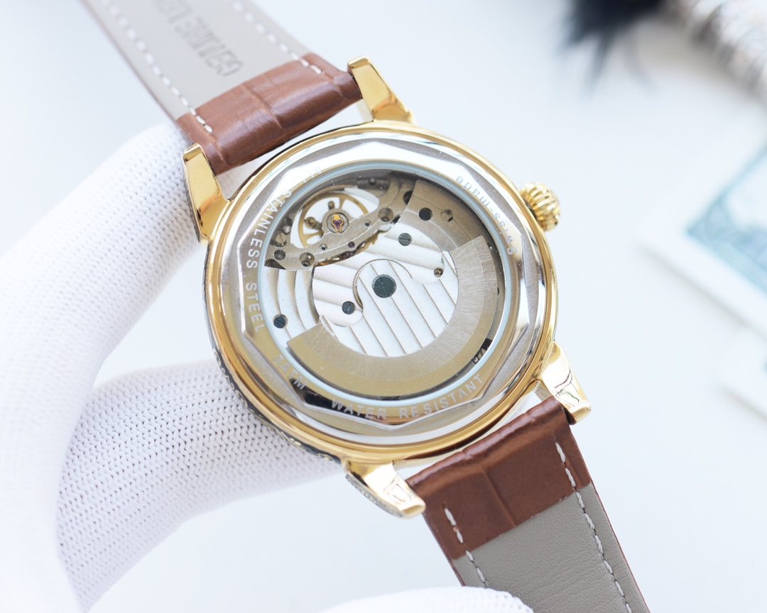 Patek Philippe Gold Dial Brown Strap Watch