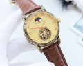 Patek Philippe Gold Dial Brown Strap Watch