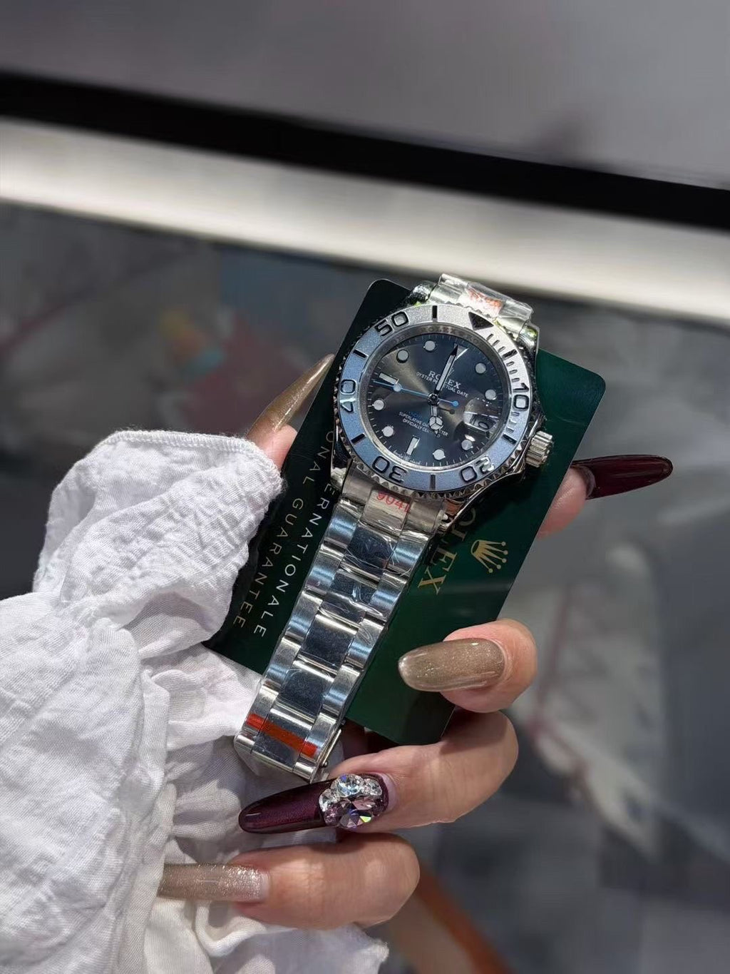 Rolex Blue Dial Silver Bracelet Watch