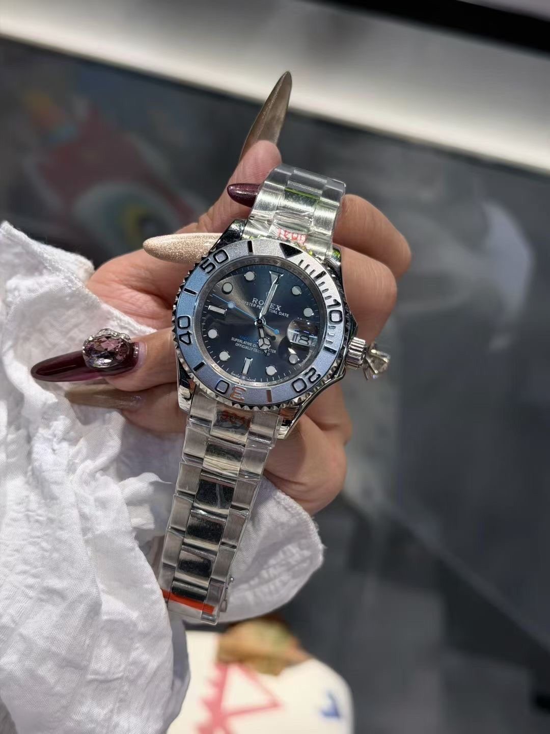 Rolex Blue Dial Silver Bracelet Watch