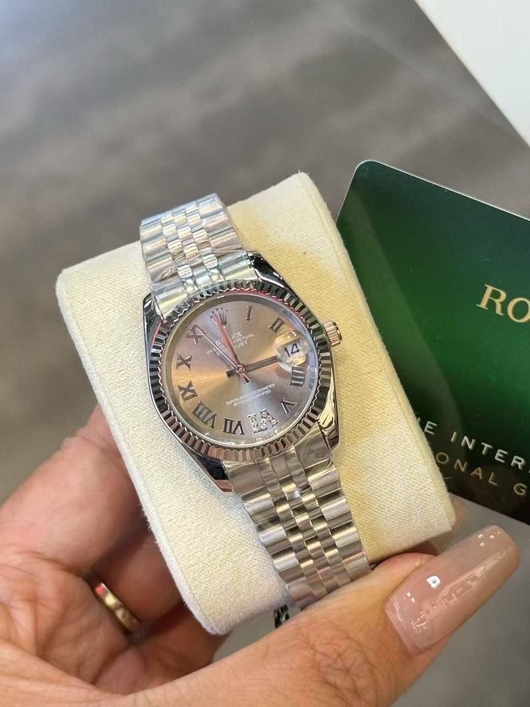 Rolex Pearlescent Gray Dial Watch