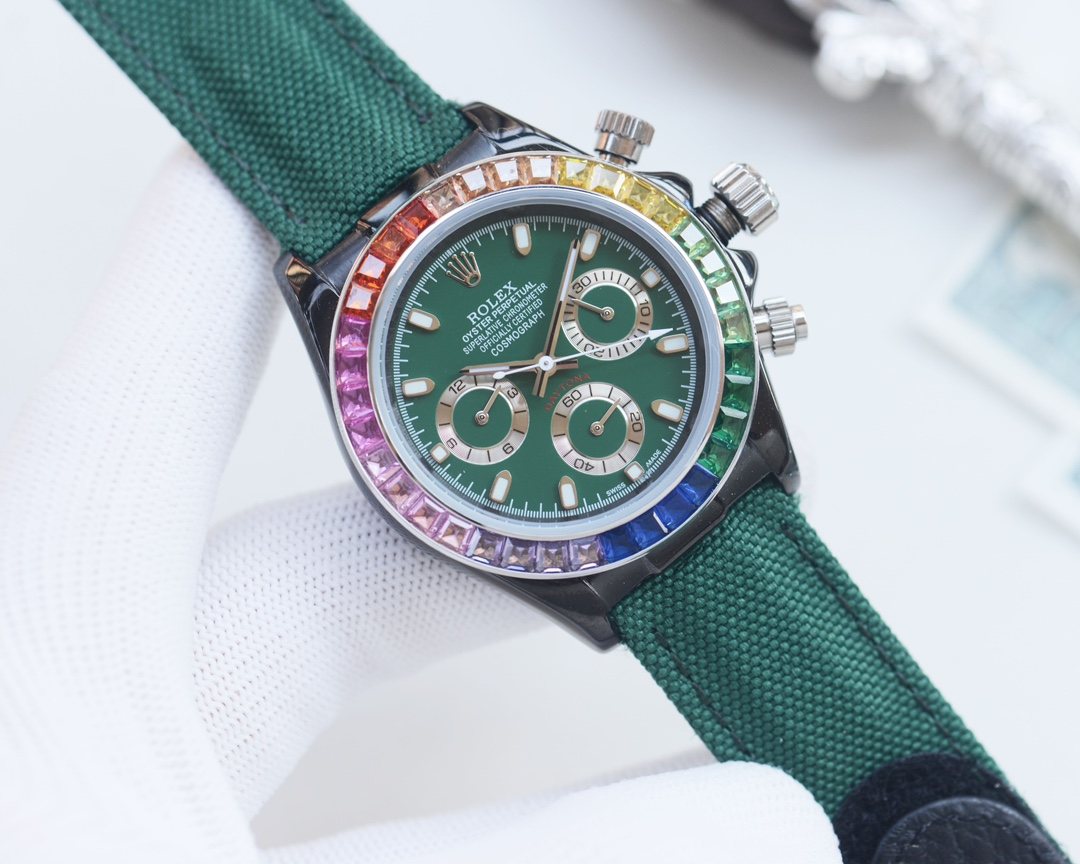 Rolex Green Dial Strap Watch