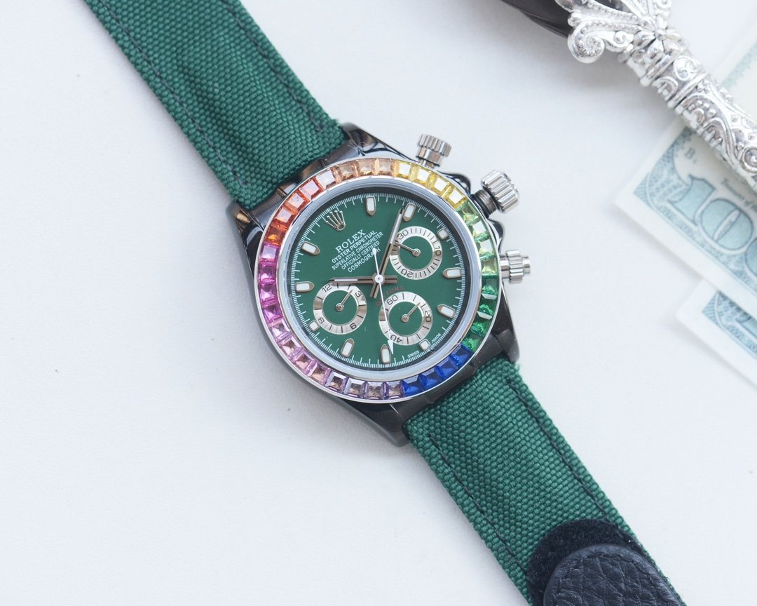 Rolex Green Dial Strap Watch