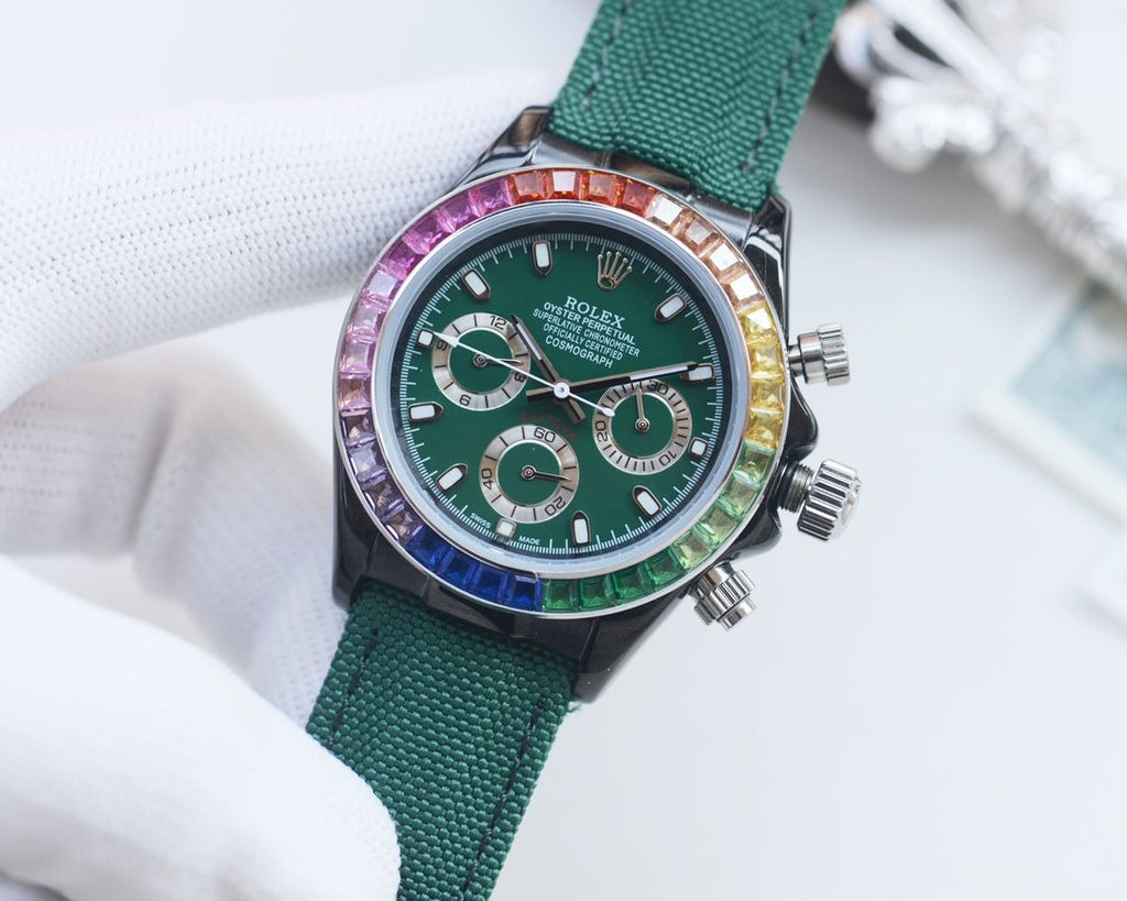Rolex Green Dial Strap Watch