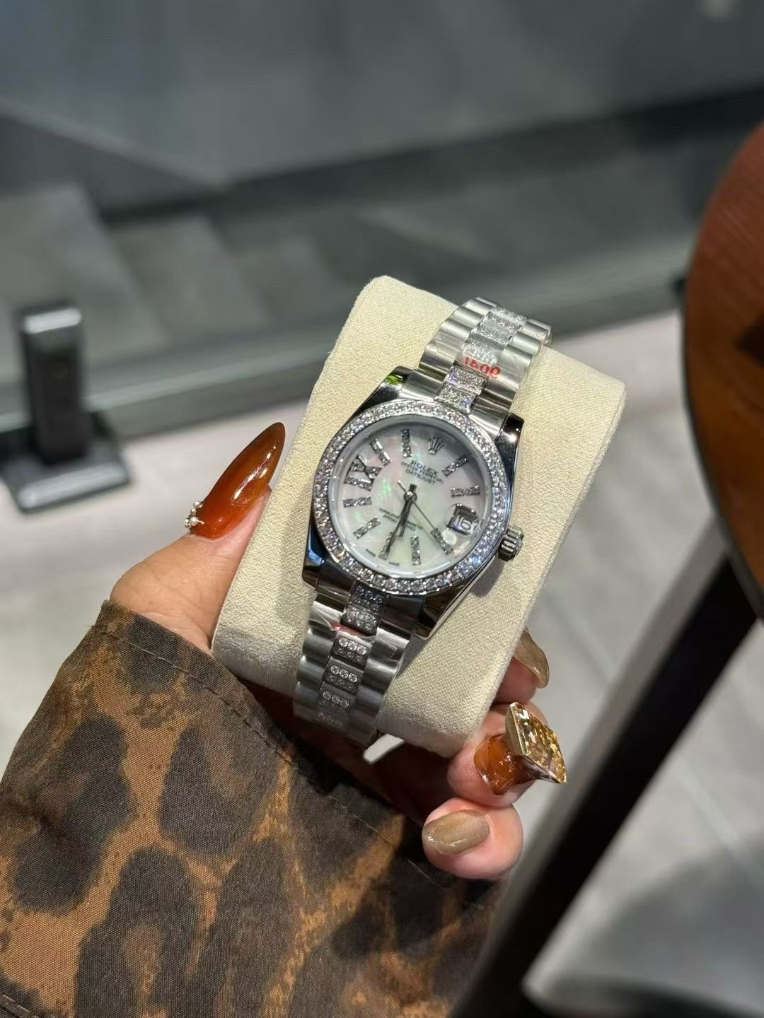 Rolex Crystal Bezel White Dial Watch