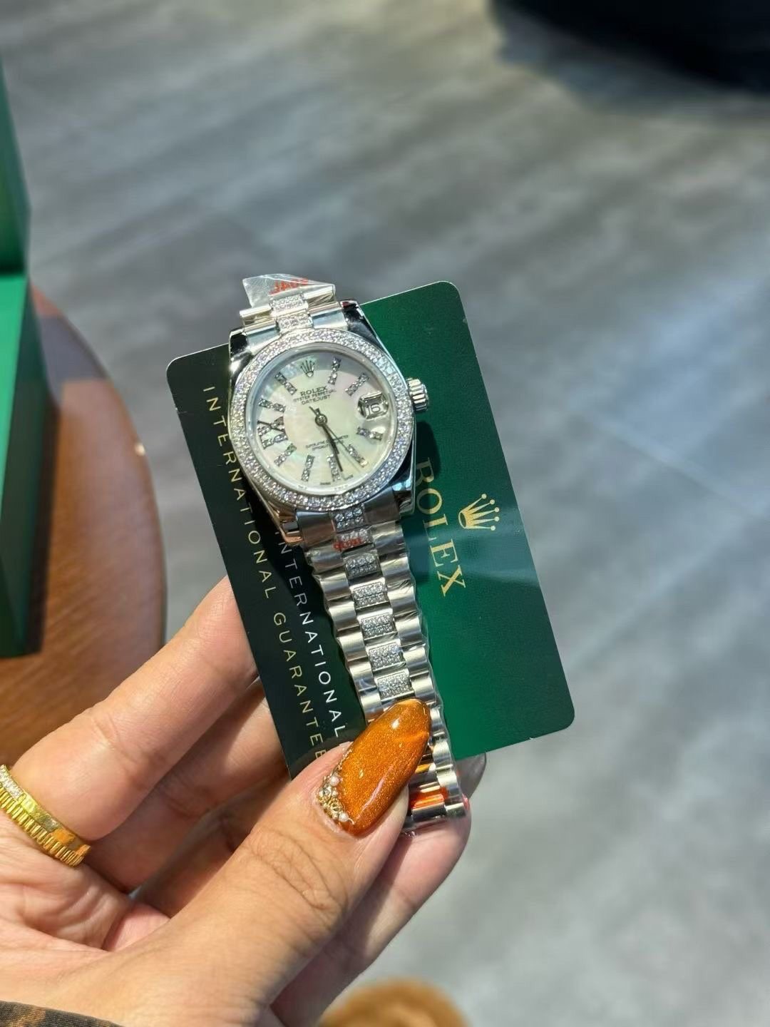 Rolex Crystal Bezel White Dial Watch