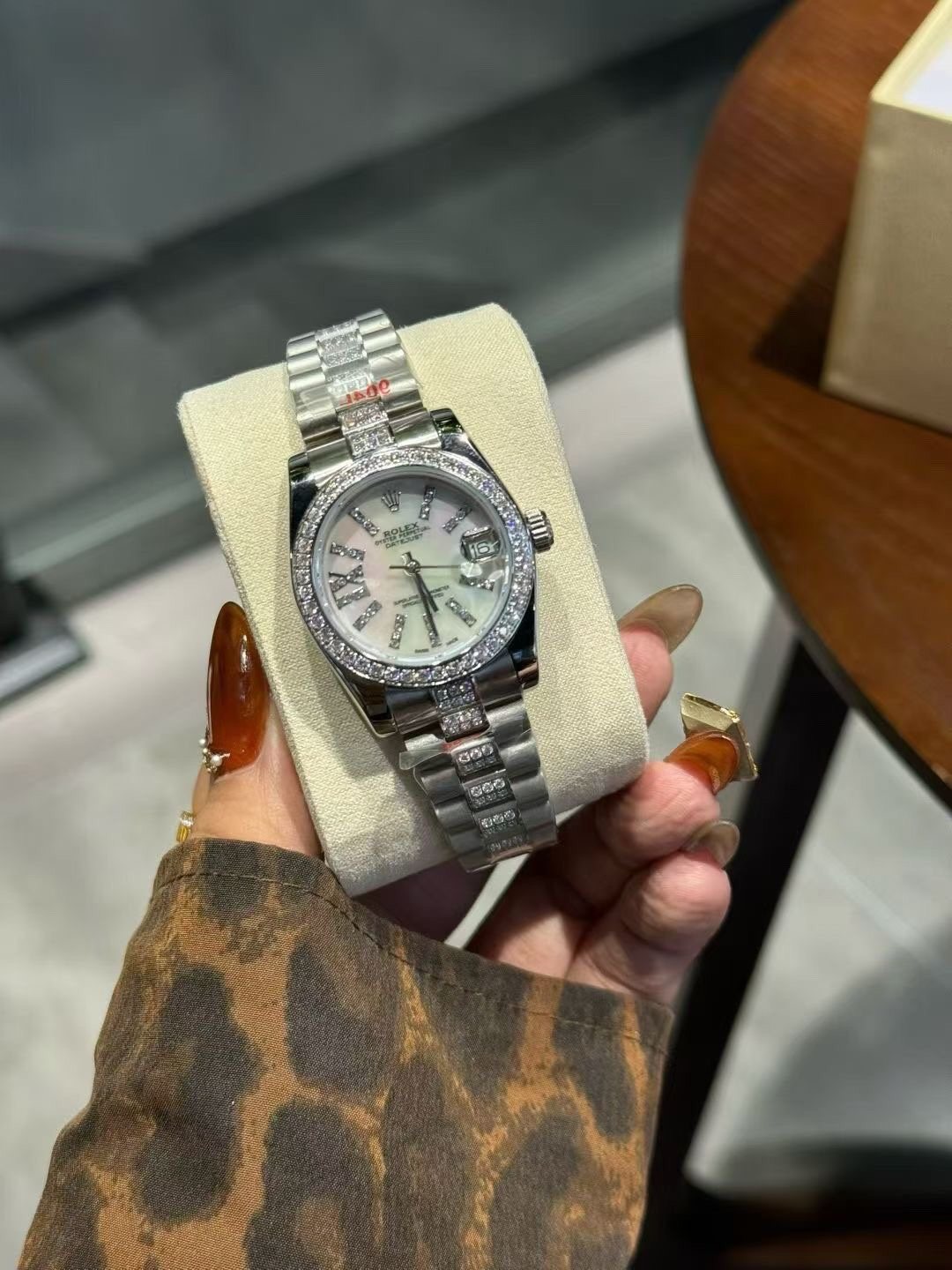 Rolex Crystal Bezel White Dial Watch