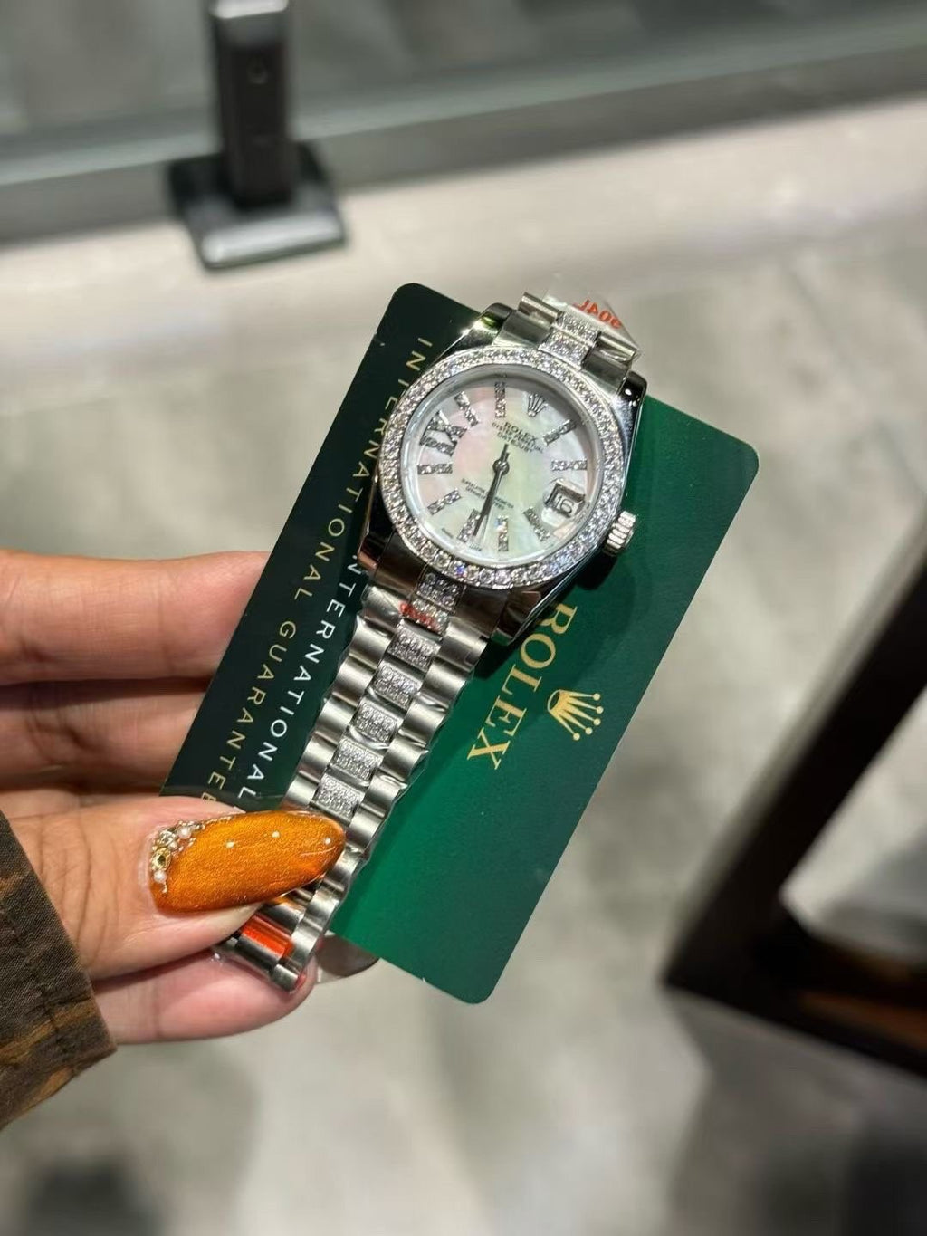 Rolex Crystal Bezel White Dial Watch